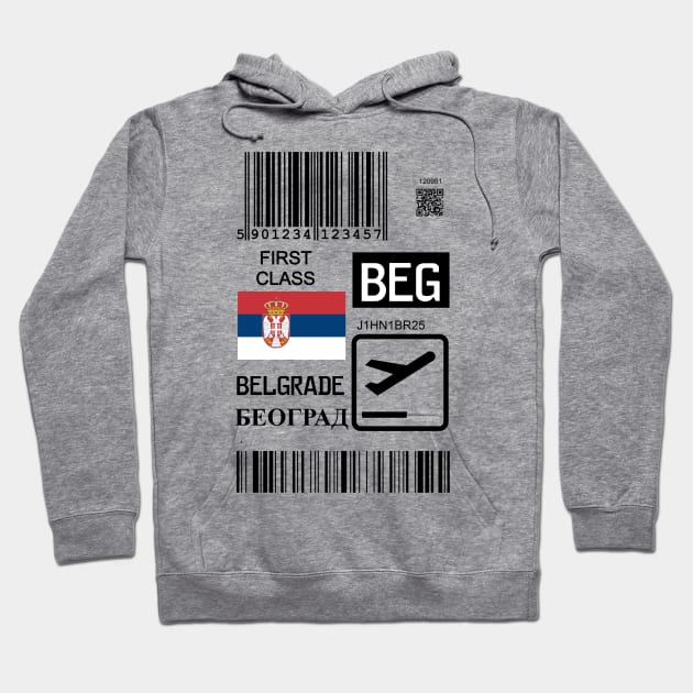 Belgrade Serbia travel ticket Hoodie by Travellers